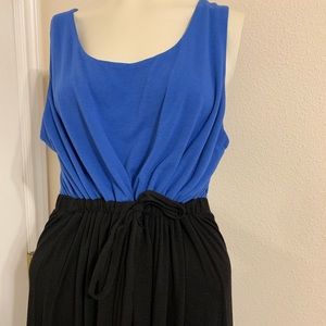 Blue & Black Hi-Low Maxi Dress
